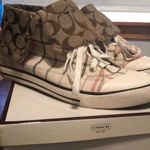Gently worn plaid/ original print Coach High Tops